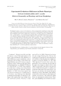 Experimental Evaluation of Differences in Plastic Phenotypes Between Cardamine Fallax and C. Occulta: Effects of Seasonality on Phenology and Gross Morphology