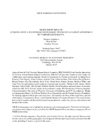 Nber Working Paper Series Microcredit Impacts