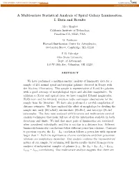 A Multivariate Statistical Analysis of Spiral Galaxy Luminosities. I. Data and Results