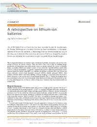 A Retrospective on Lithium-Ion Batteries ✉ Jing Xie1 & Yi-Chun Lu 1