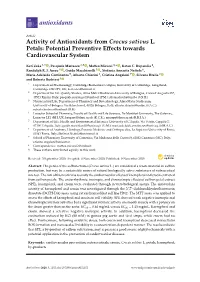 Activity of Antioxidants from Crocus Sativus L. Petals: Potential Preventive Eﬀects Towards Cardiovascular System