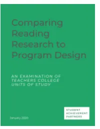 Comparing Reading Research to Program Design: an Examination of Teachers College Units of Study