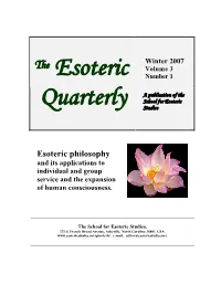 Esoteric Philosophy and Its Applications to Individual and Group Service and the Expansion of Human Consciousness