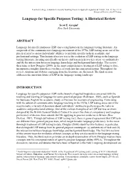 Language for Specific Purposes Testing: a Historical Review