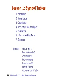 Lesson 1: Symbol Tables 1