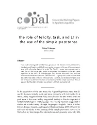 The Role of Telicity, Task, and L1 in the Use of the Simple Past Tense
