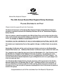 30Th Boston-New England Nomination List