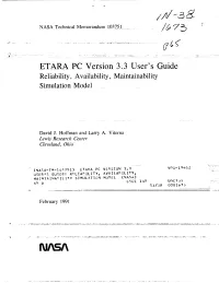 ETARA PC Version 3.3 User's Guide Reliability, Availability, Maintainability Simulation Model