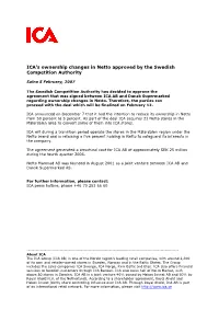 ICA's Ownership Changes in Netto Approved by The