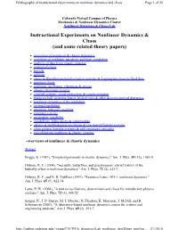 Instructional Experiments on Nonlinear Dynamics & Chaos (And