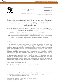 Parentage Determination of Kuruma Shrimp Penaeus (Marsupenaeus) Japonicus Using Microsatellite Markers (Bate)