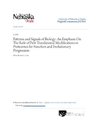 Patterns and Signals of Biology: an Emphasis on the Role of Post