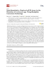 Semi-Quantitative, Duplexed Qpcr Assay for the Detection of Leishmania Spp