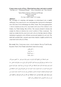 Conservation Work at Petra: What Had Been Done and What Is Needed Afadi Bala‟Awi*, a Mohammed Waheeb a , Yahya Alshawabkeh, and a Firas Alawneh