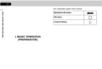 I. Basic Operation (Preparation)