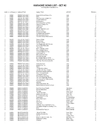 KARAOKE SONG LIST - SET #2 Sorted by Disk # and Album Title