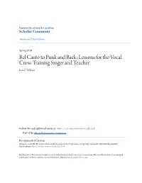 Lessons for the Vocal Cross-Training Singer and Teacher Lara C