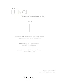 LUNCH This Menu Can Be Served Within an Hour