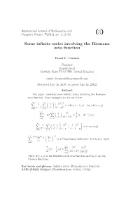 Some Infinite Series Involving the Riemann Zeta Function