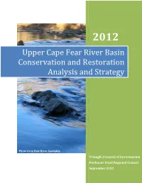 Upper Cape Fear River Basin Conservation and Restoration Analysis and Strategy