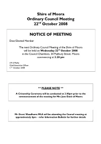 Agenda 22 October 2008 Commencing at 3.30Pm