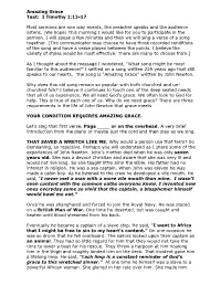 Amazing Grace Text: I Timothy 1:13-17
