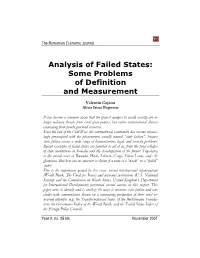 Analysis of Failed States: Some Problems of Definition and Measurement
