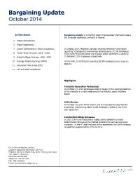 Bargaining Update, October 2014
