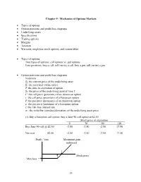 Chapter 9 - Mechanics of Options Markets