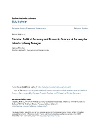 Christian Political Economy and Economic Science: a Pathway for Interdisciplinary Dialogue