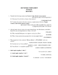 Duke Certamen Novice Questions 2019