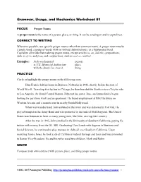 Grammar, Usage, and Mechanics Worksheet #1