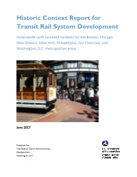 Historic Context Report for Transit Rail System Development