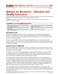 Mortars for Brickwork – Selection and Quality Assurance