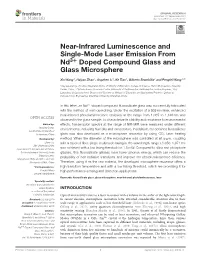 Near-Infrared Luminescence and Single-Mode Laser Emission from Nd3+ Doped Compound Glass and Glass Microsphere