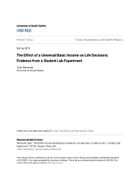 The Effect of a Universal Basic Income on Life Decisions: Evidence from a Student Lab Experiment
