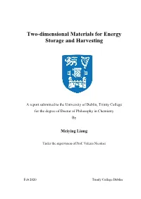 Two-Dimensional Materials for Energy Storage and Harvesting