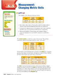 Changing Metric Units