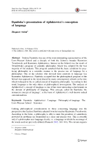 Dąmbska's Presentation of Ajdukiewicz's Conception of Language