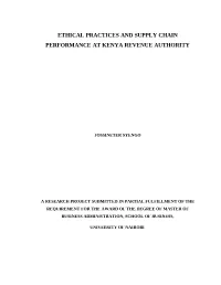 Ethical Practices and Supply Chain Performance at Kenya Revenue Authority