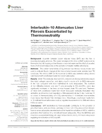 Interleukin-10 Attenuates Liver Fibrosis Exacerbated by Thermoneutrality