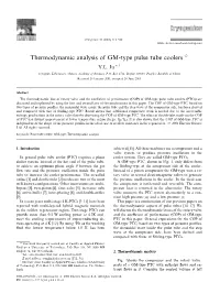Thermodynamic Analysis of GM-Type Pulse Tube Coolers Q Y.L