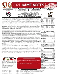 2021 Game Notes