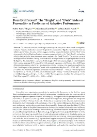 And “Dark” Sides of Personality As Predictors of Adaptive Performance
