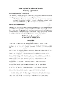 Colonel Commandant Honour Board