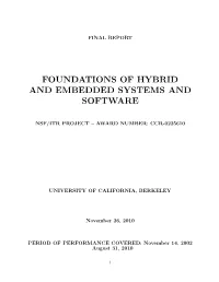 Foundations of Hybrid and Embedded Systems and Software