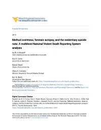 Method Overtness, Forensic Autopsy, and the Evidentiary Suicide Note: a Multilevel National Violent Death Reporting System Analysis