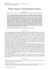 Proper Names in Translational Contexts