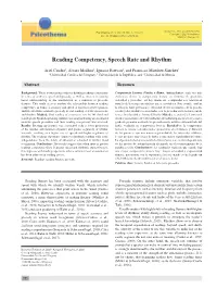 Reading Competency, Speech Rate and Rhythm
