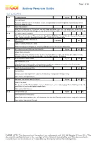 Sydney Program Guide